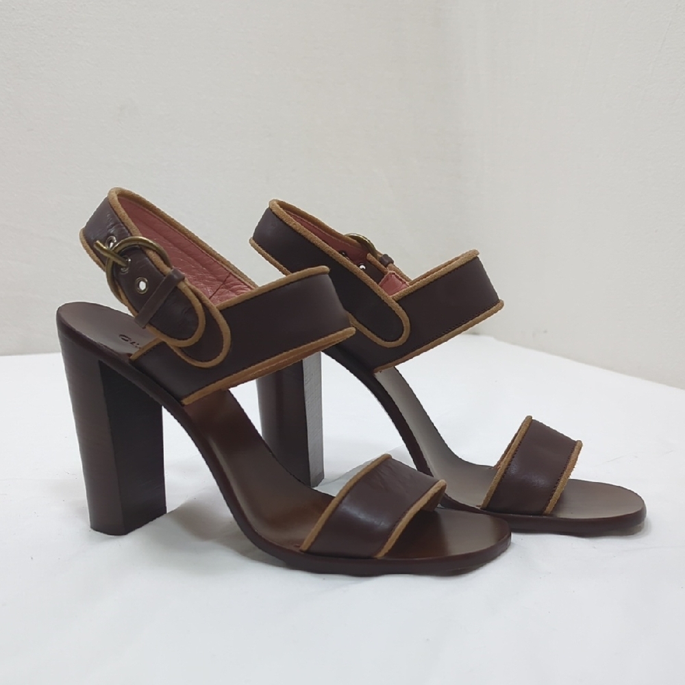 L'autre Chose Brown Leather Heels 38.5 (US 8) Made in Italy